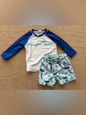 Gymboree Blue & White Rashguard Set with Ocean Creatures